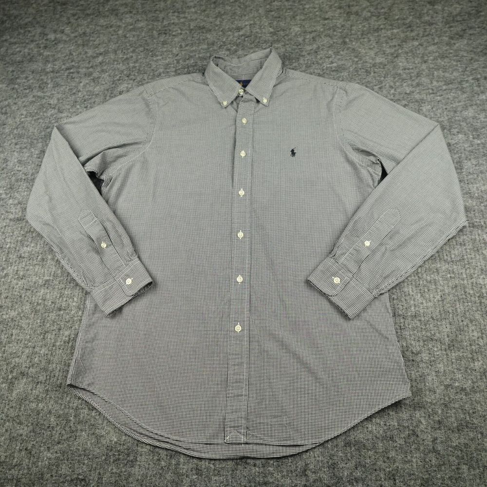 Ralph Lauren Shirt Mens‎ Medium Black Sheperd Check Long Sleeve Button Up Cotton